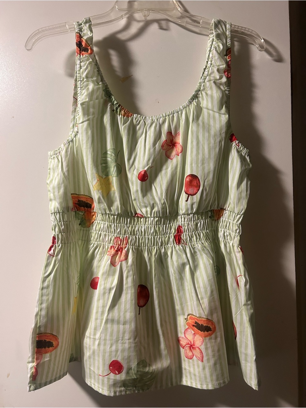 Cato Light Green Fruit-Print Smocked Tank - Picture 3 of 5